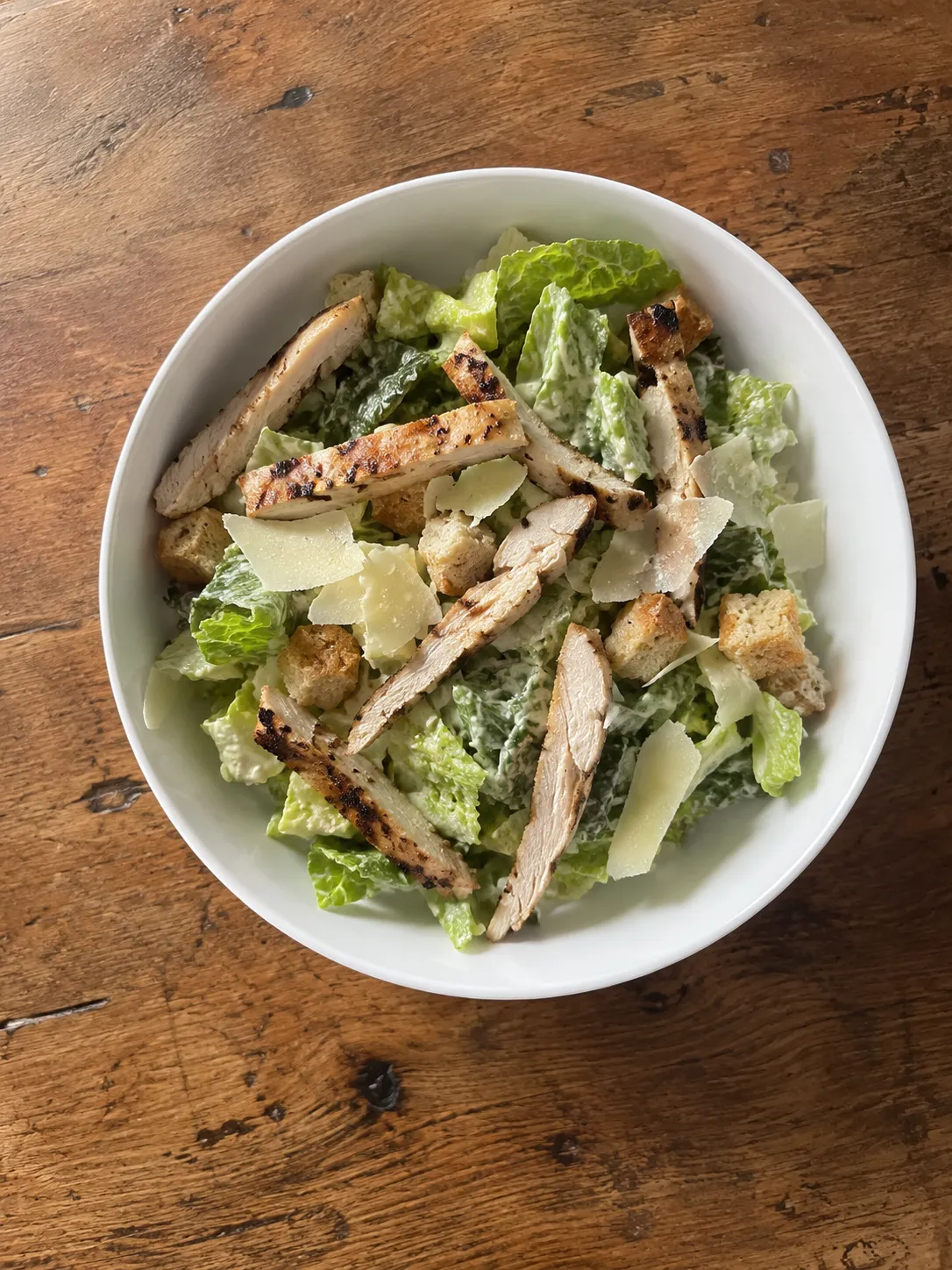A chicken Caesar salad