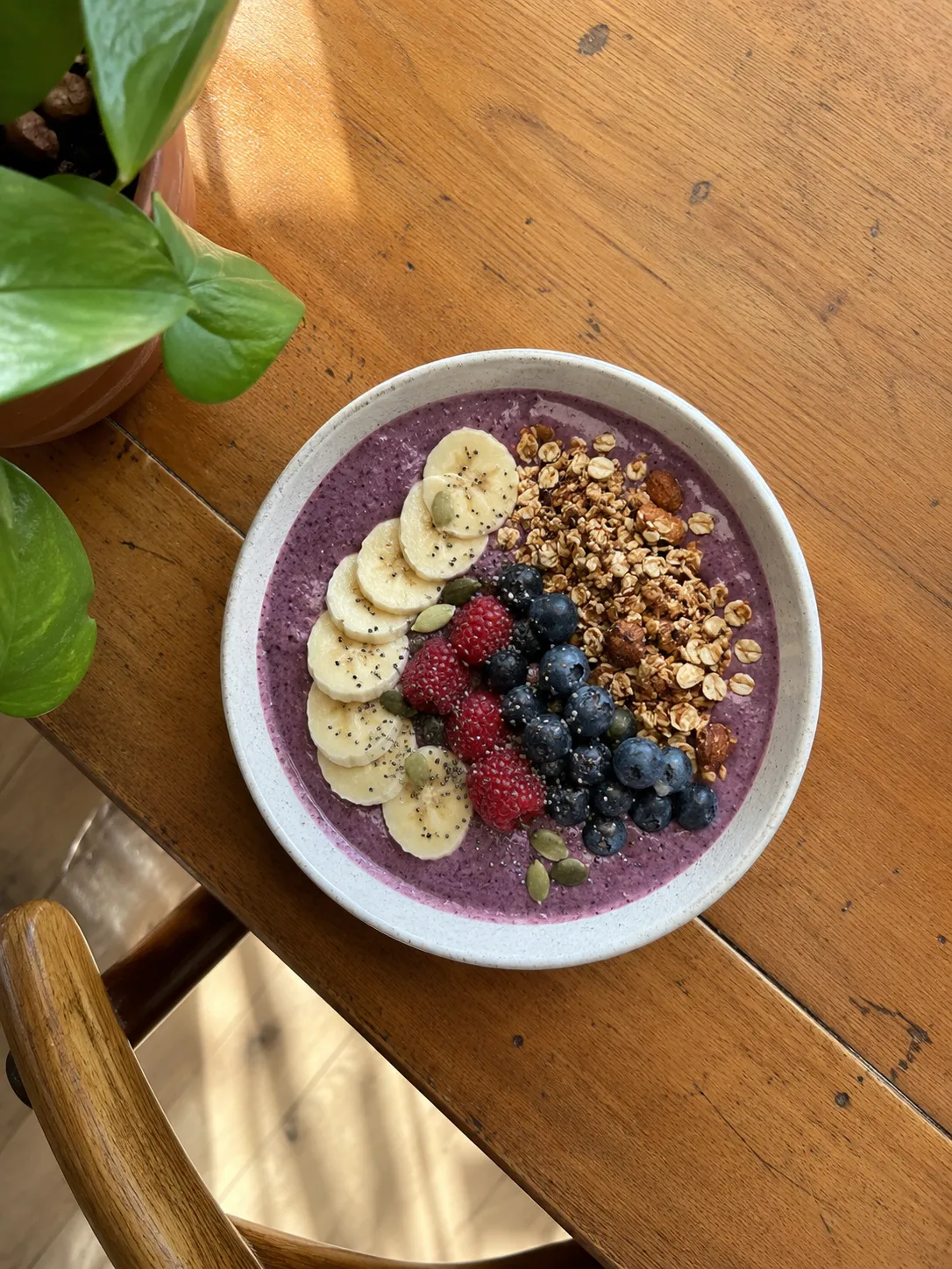 A berry smoothie in a glass