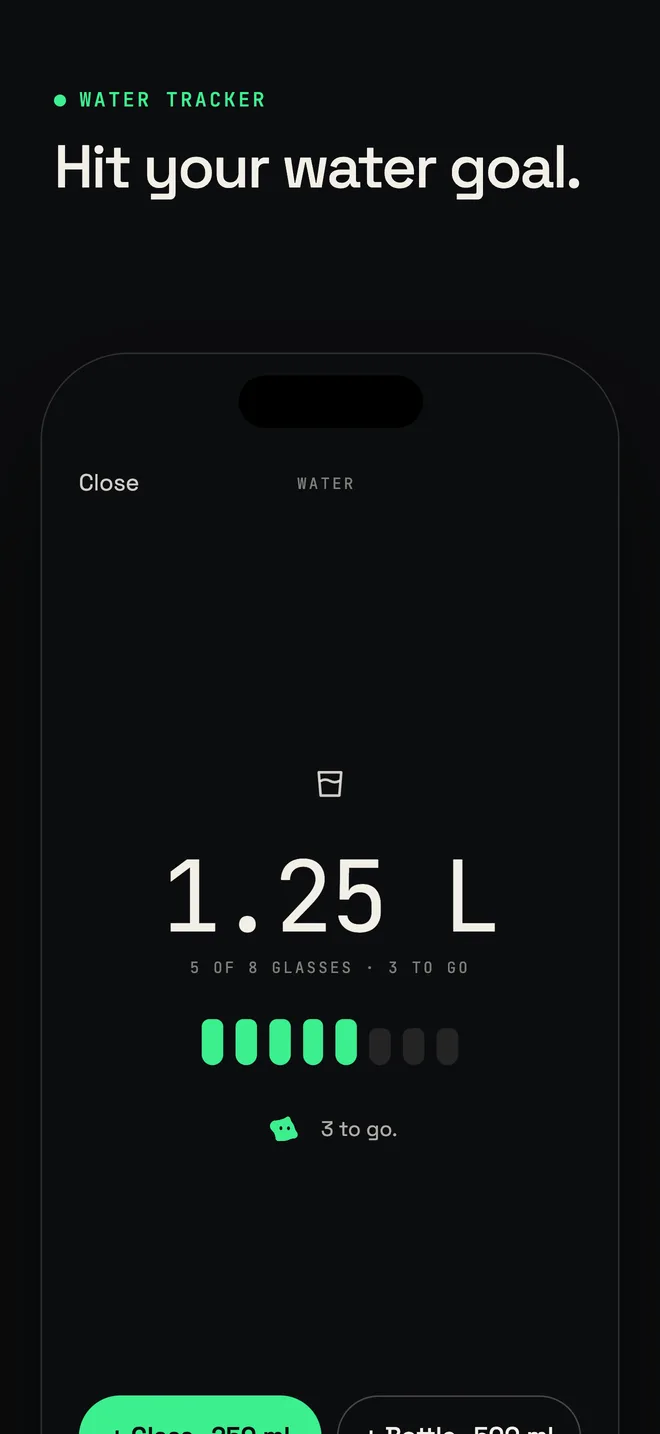 Onmode App Store screenshot: Hit your water goal.