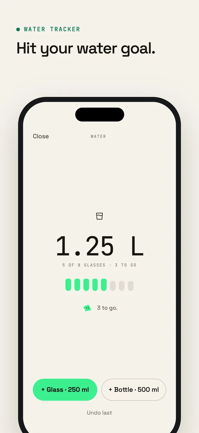Capture d'écran d'Onmode sur l'App Store : Atteignez votre objectif d'eau.