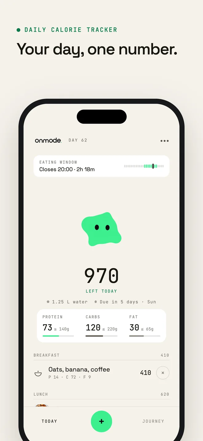 Capture d'écran d'Onmode sur l'App Store : Votre journée, un seul chiffre.